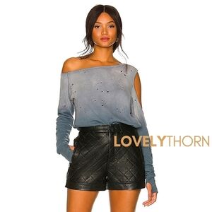 MICHAEL LAUREN // ltd ed distressed french terry ombre asymmetric cold shoulder